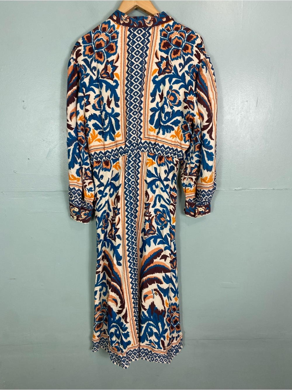 Farm Rio Toucan Scarf Sand Midi Dress Large - Picture 6 of 10